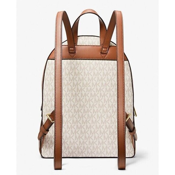 New Michael Kors Jaycee Medium Logo Backpack Vanilla - Picture 2 of 4